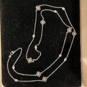 Judith Ripka Sterling Silver Necklace w Decorative Diamonique Stations